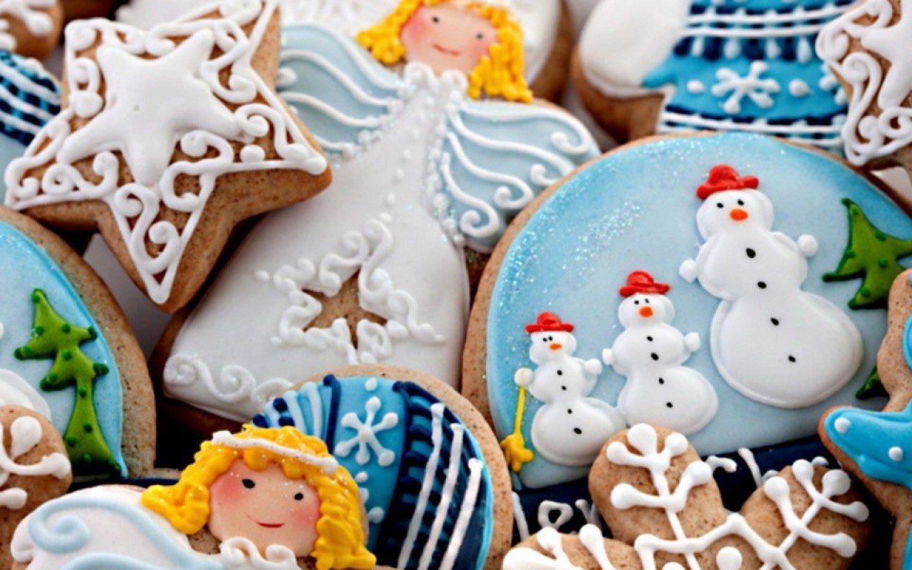 cookies christmas new year snowman santa lovely 1280x800 wallpaper копия